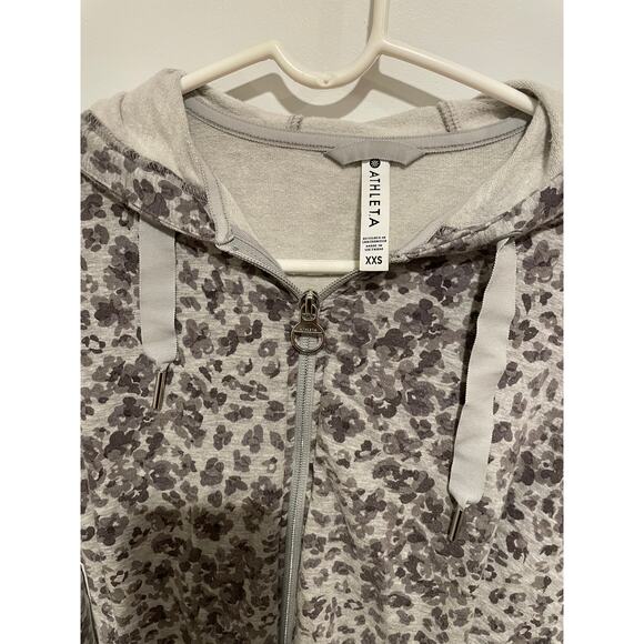 Athleta grey leopard print zip up size XXS - Picture 2 of 4